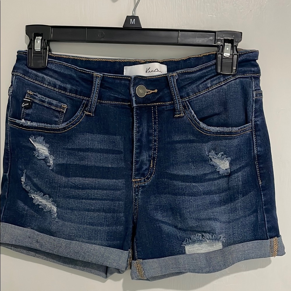 KanCan Blue Distressed Cuffed Jean Shorts
